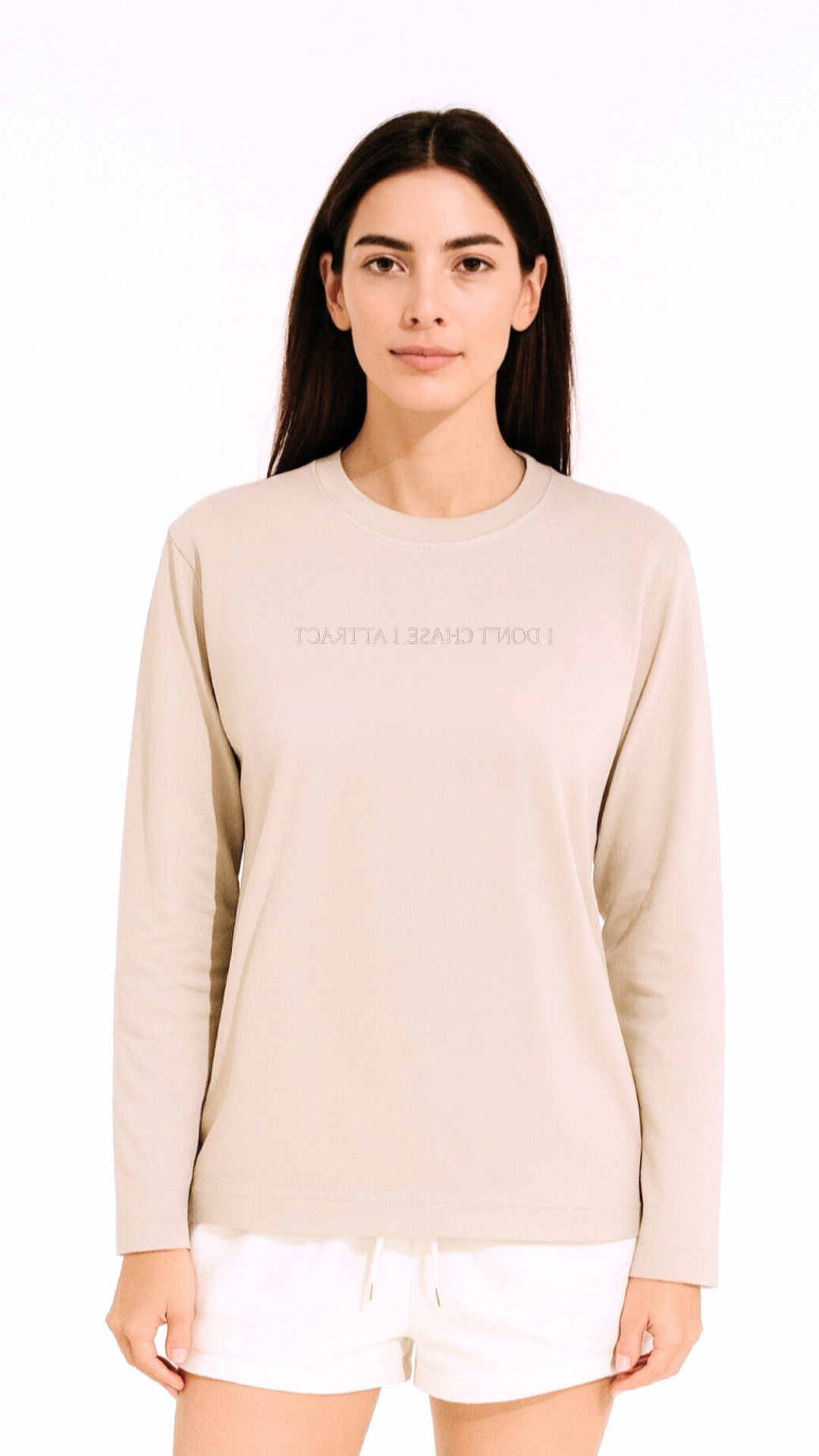 I Attract Long Sleeve Top- Beige (PRE-ORDER)