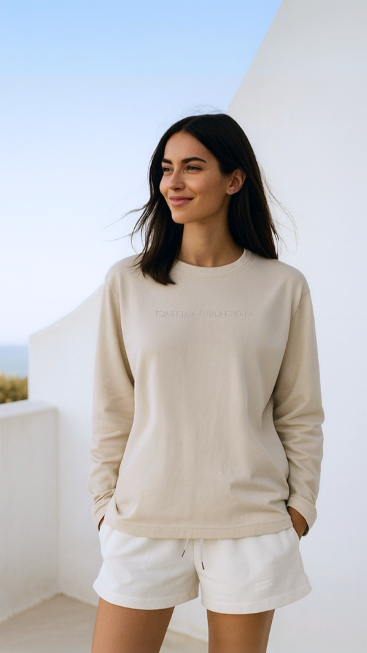 I Attract Long Sleeve Top- Beige (PRE-ORDER)